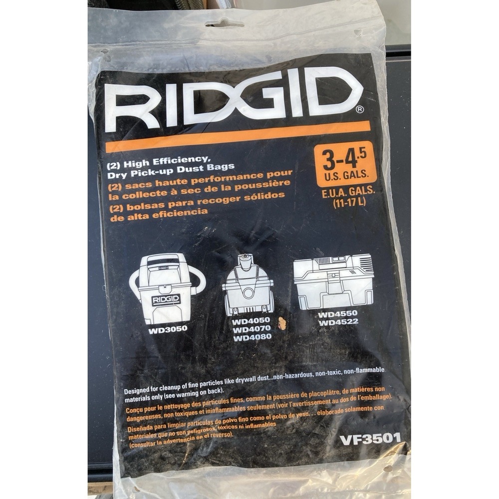 RIDGID VF3501 High-Efficiency Wet Dry Vacuum Dust Bags 3-4.5 GL  2-Pack